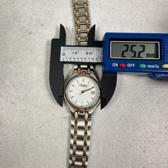 Caravelle Bulova Watch Womens 25mm Date White Dial Two Tone 6.75" New Battery - Picture 11 of 12